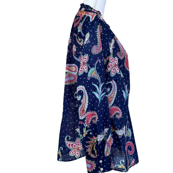 Talbots Plus blue paisley tunic, X, bohemian, vintage inspired, soft romantic - Picture 2 of 6